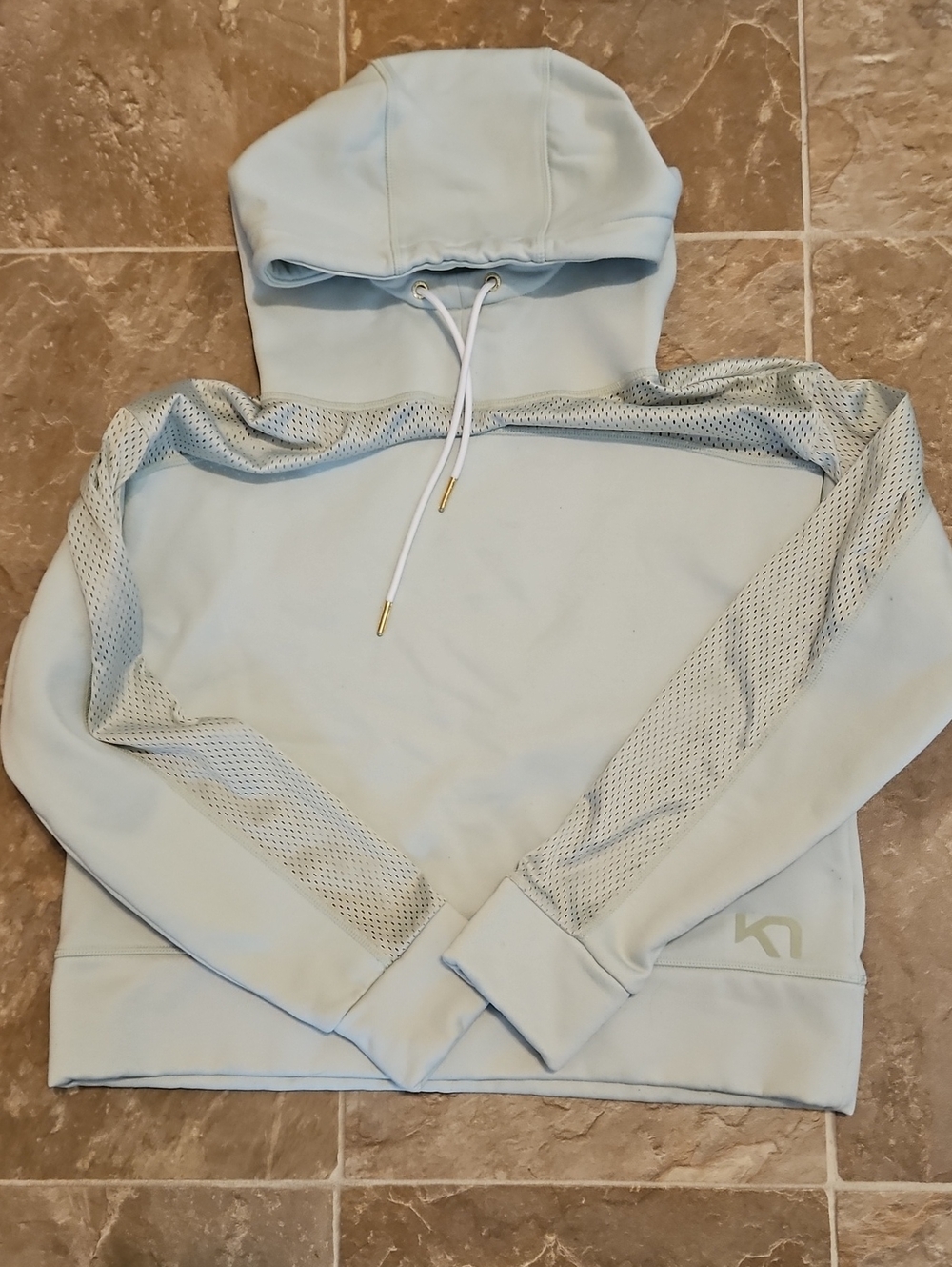 Kari Traa Pale Blue Hooded Sweatshirt with Mesh Panels